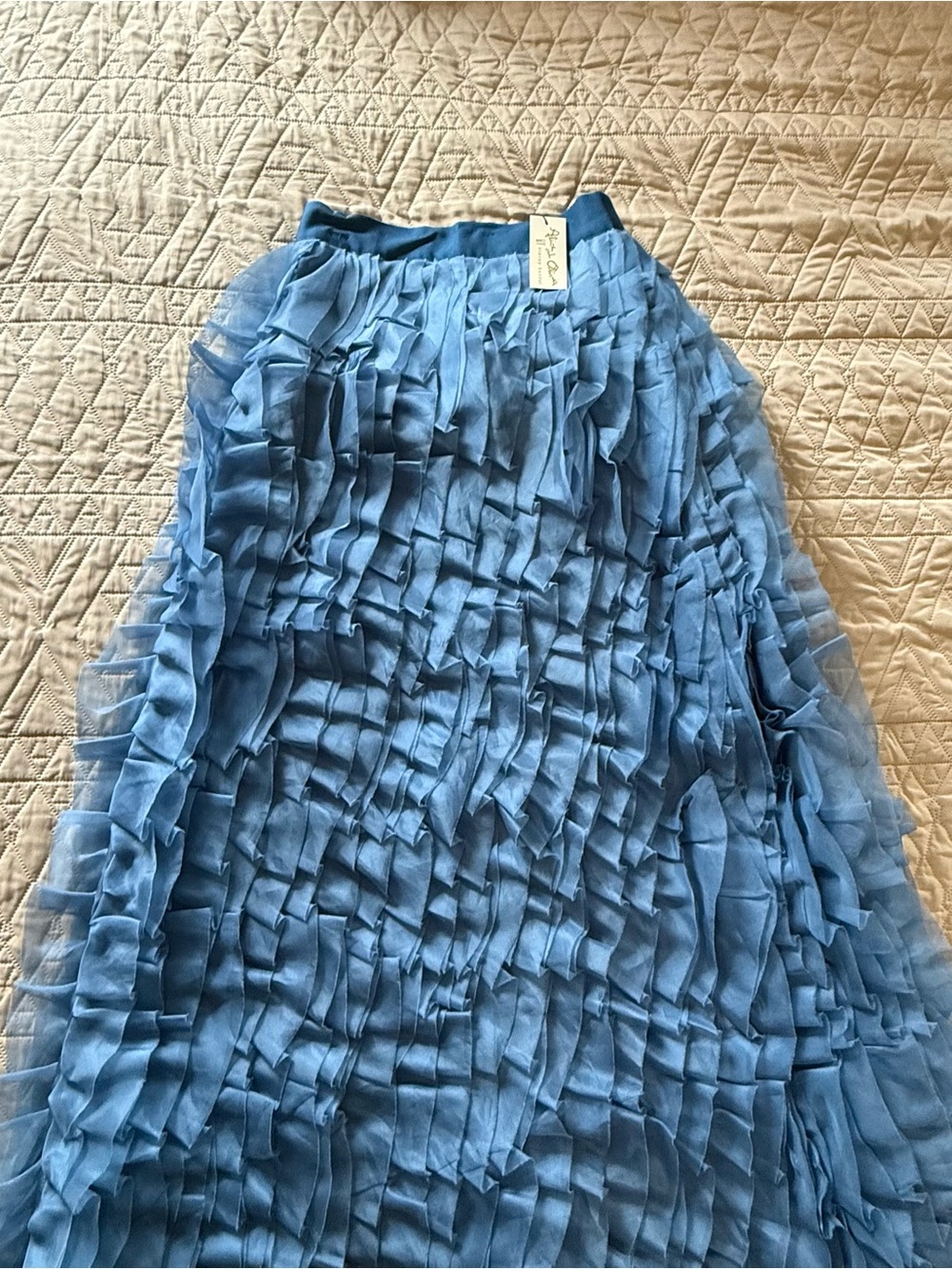 Alice + Olivia Sky Blue Ruffled Maxi Skirt